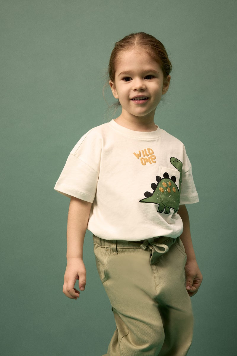 ديفاكتو تيشيرت بيبي اولادي نص كم قصة عادية وطبعة ديناصور - Image 1